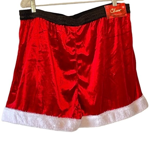 NEW Red Velvet Santa Boxers with Matching Santa Hat White Faux Fur Trim Size XL - Picture 7 of 10